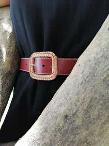 Vegan cactus leather red belt with exclusive ocoxal buckle